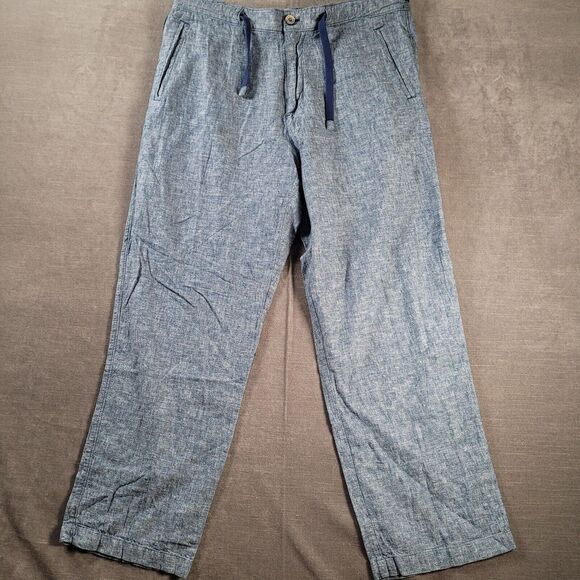 Tasso Elba Linen Blend Pants‎ Blue Draw String Womens Size 32 x 3 - Picture 1 of 11